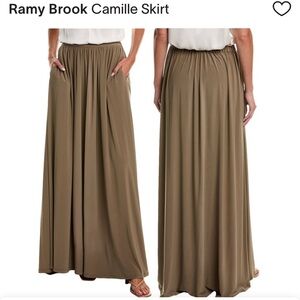 NWT Ramy Brook maxi skirt size M in olive color with pockets! Camille skirt